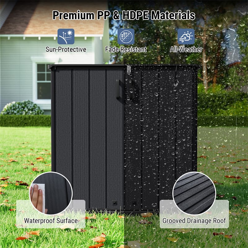 23.5 Cu.ft Outdoor Storage Shed, 175 Gallon All-Weather Resin Patio Deck Box with Floor & Lockable Door, Waterproof Horizontal Garden Tool Shed