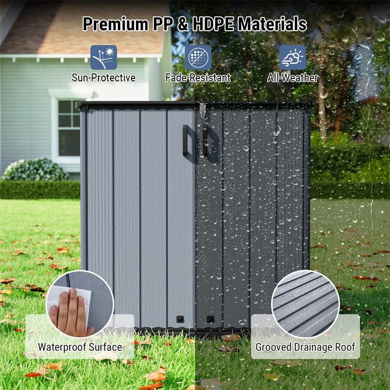 23.5 Cu.ft Outdoor Storage Shed, 175 Gallon All-Weather Resin Patio Deck Box with Floor & Lockable Door, Waterproof Horizontal Garden Tool Shed