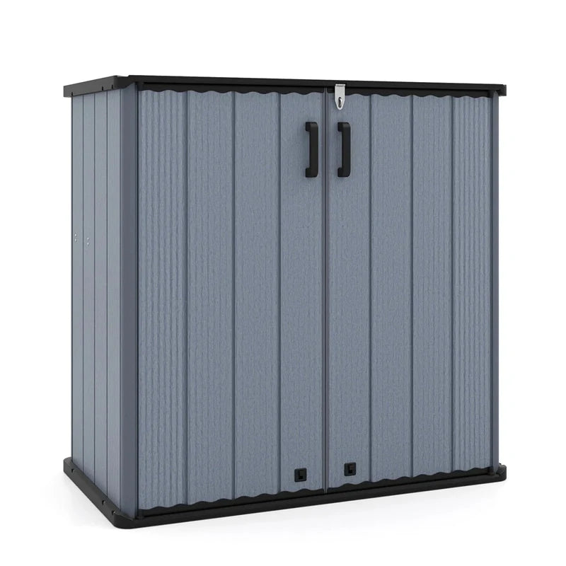 23.5 Cu.ft Outdoor Storage Shed, 175 Gallon All-Weather Resin Patio Deck Box with Floor & Lockable Door, Waterproof Horizontal Garden Tool Shed