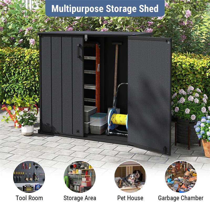 23.5 Cu.ft Outdoor Storage Shed, 175 Gallon All-Weather Resin Patio Deck Box with Floor & Lockable Door, Waterproof Horizontal Garden Tool Shed