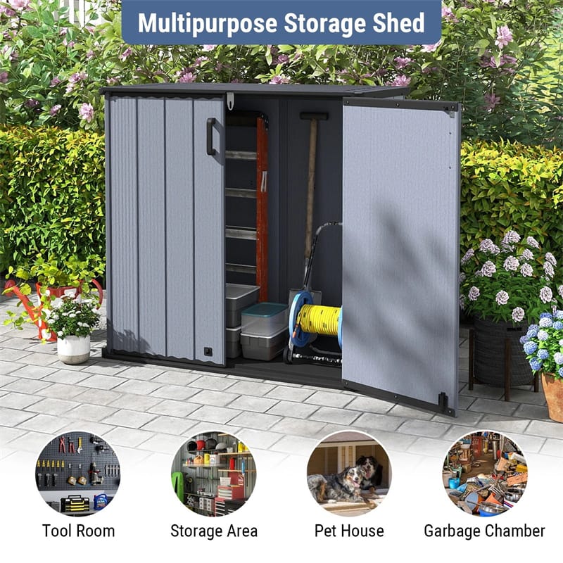 23.5 Cu.ft Outdoor Storage Shed, 175 Gallon All-Weather Resin Patio Deck Box with Floor & Lockable Door, Waterproof Horizontal Garden Tool Shed